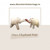 Onyx Elephant Showpiece Pair
